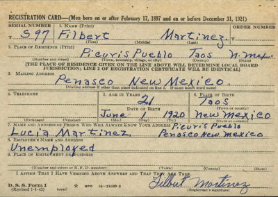 Filbert Martinez draft card