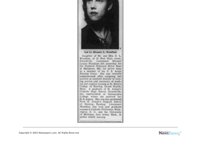 Eleanor Louise Wandlass Miller newspaper clipping on military service