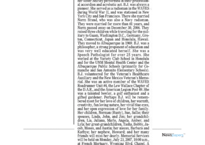 Barbara Smith Brand obituary