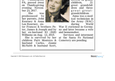Anna MArie Kearney Weaver obituary newspaper clipping