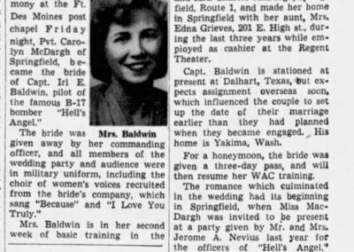 Baldwin, Carolyn Octavia McDargh newspaper clipping