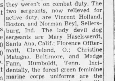 Florence Offtermatt Doughty, newspaper clipping