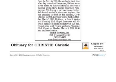 Eunice Christie obituary