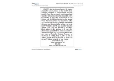 Marion Lovett obituary